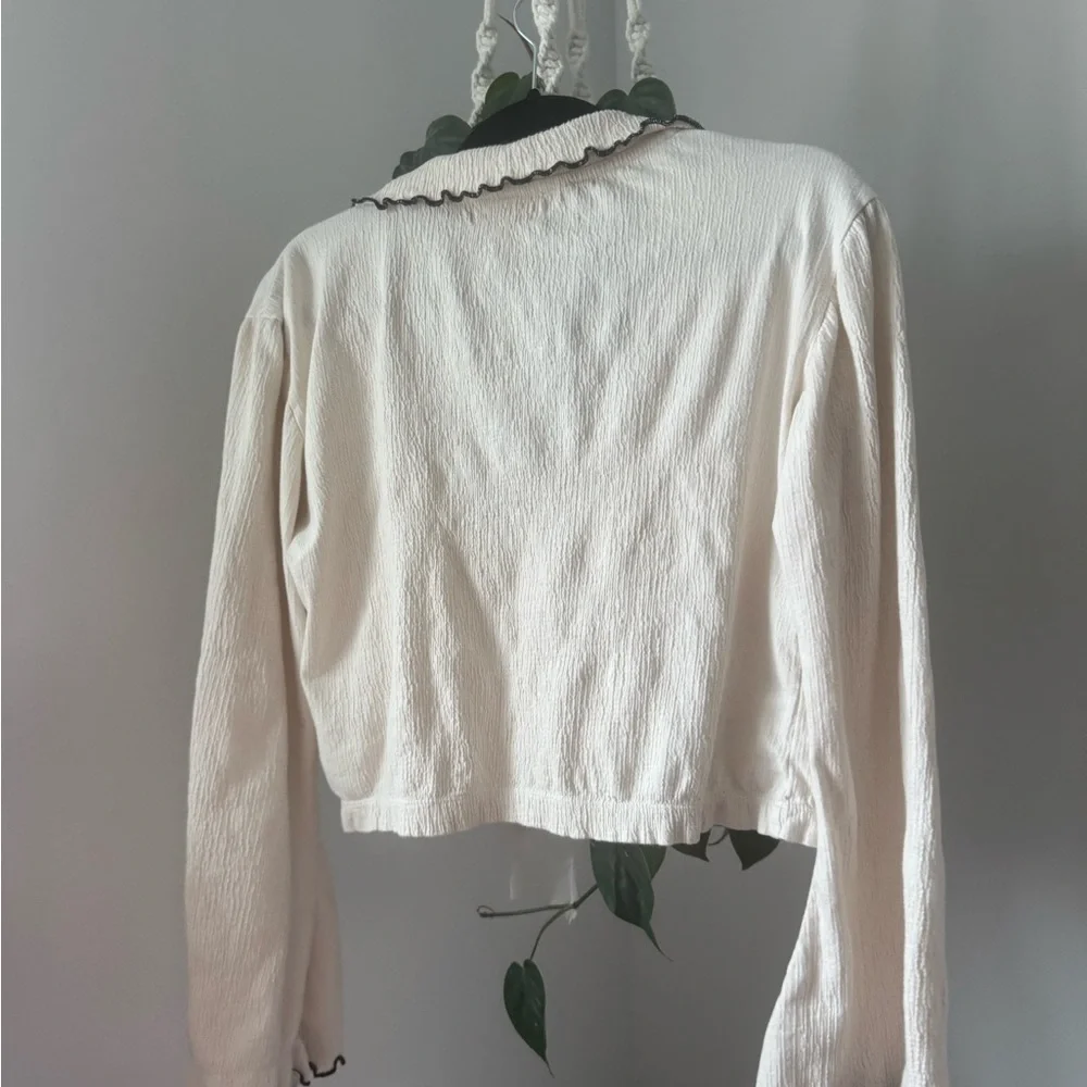 Anthropologie Nation Los Angeles Daisy Oversized Collar Button-Front Top - Picture 9 of 12